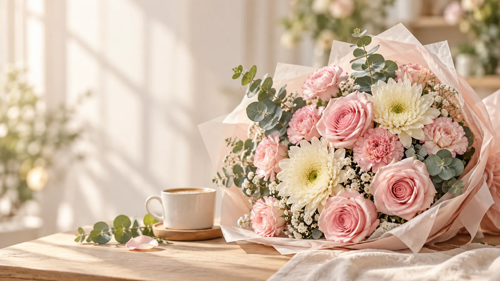 Bó hoa pastel do Tiệm Hoa Nắng thực hiện cho khách đặt hoa tại Đà Nẵng