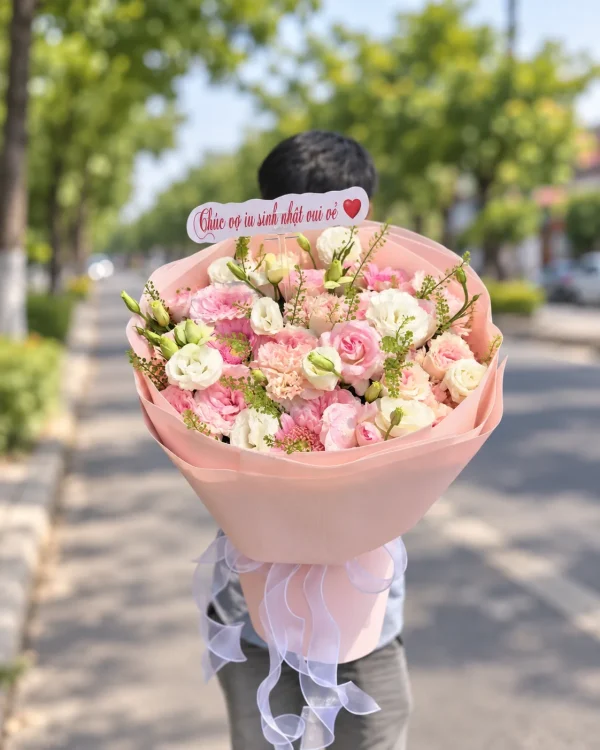 Thương Mến – Bó Hoa Tone Hồng Pastel – Tiệm Hoa Nắng